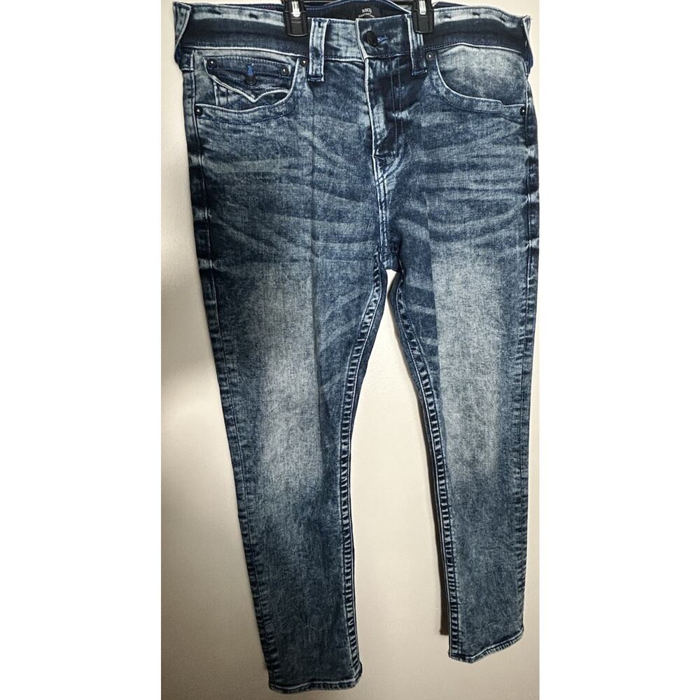 True Religion Rocco Jeans Mens 34 Blue Wash Flap Pocket Relaxed Skinny Denim